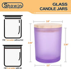 Thick Candle Jars for Making Candles 16 Pcs, 7 OZ Empty Jars with Wood Lids for Candle Making, Sample Container, Frosted Purple