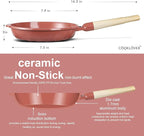 COOKLOVER Nonstick Frying Pan 100% PFOA Free Cookware Induction Skillet Stir Fry Pan (Coral, 7.9 inch)