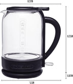 OVENTE Electric Kettle with 1.5L Borosilicate Glass, 1500W Fast Boiling Water Heater for Coffee or Tea, Easy to Fill Lid, Auto Shut-Off, Boil-Dry Protection & Stainless Steel Filter, Black KG516B