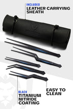 DALSTRONG Professional Food Tweezers-5 Piece Set- High-Precision Tweezer Tongs - Black Titanium Coating - Plating, Culinary Fine Use -304 Stainless Steel- Metal Kitchen Tongs