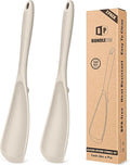Pack of 2 Cooking Spoons for Non Stick Cookware, Multifunction Spatula Spoon BPA-Free, One-Piece Design, Suitable for Scooping, Scraping, Serving and Mixing (KHAKI-KHAKI)