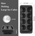 Round Ice Cube Mold,8 PCS x 1.8 in Whiskey Ice Cubes,Circle Ice Cube Tray with Lid,Large Ice Ball Maker Mold Sphere Ice Cube,Large Ice Cube Molds for Cocktails,Coffee(Round Ice Cube Mold,Black