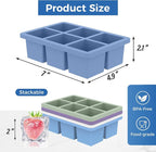 mossime Silicone Ice Cube Tray: 4pack Square Whiskey Large Ice Cube Molds - Old Fashioned Ice Cube Trays with Lid - 2inch Easy Release Big Freezer Mold for Cocktail Baby Food Soup & Juice