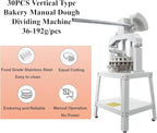 30PCS Vertical Type Manual Dough Dividing Machine 36g-192g/pcs Bakery Dough Cutter Machine Manual Dough Divider with 2 Trays
