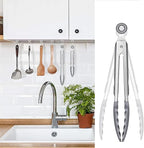 2-Pack of 9" (Small) & 12" (Large) Kitchen Tongs Set: Non-Stick Silicone-Stainless Steel Cooking Tongs, BPA Free, Heat Resistant (480°F) - Non-Slip Grip & Locking Metal Food Tongs (Grey)