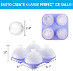 HONYAO Whiskey Ice Ball Mold, 4 x 2.4 Inch Large Ice Ball Maker Mold, Food Grade Silicone Round Ice Cube Mold - BPA Free, Easy to Fill & Release Sphere Ice Cube Tray for Cocktails Bourbon Rum - Purple