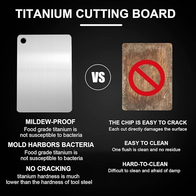 Katuchef Titanium Cutting Board,2026 New 100% Pure Titanium Cutting Boards for Kitchen,Non toxic Doubld-Side Durable Chopping Boards, Easy to Clean and Store(2PC-M+XL)