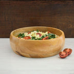 Medium Salad Bowl, 13" Wide, Kitchen Countertop Fruit Bowl, Serving Dish for Pasta, Bread, Mixing Bowl, Farmhouse Style, Mango Wood, Round, Serves 4-5