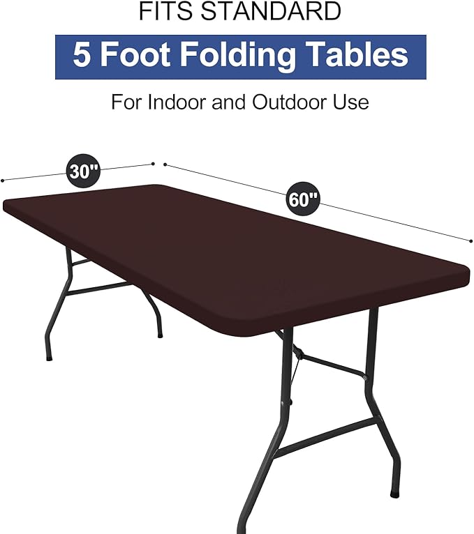 homing Rectangle Table Cloth Cover, Waterproof Polyester Elastic Fitted Tablecloth, Fits for 5 Foot Folding Tables, Washable Table Protector for Fall, Thanksgiving, Harvest Party (Coffee, 30" x 60")