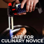 Jo Chef Kitchen Torch with Butane Included – Refillable Lighter with Safety Lock & Adjustable Flame, Blow Culinary Torch for Cooking, BBQ, Creme Brulee, DIY and Soldering - 1 Can (5.07oz) Included
