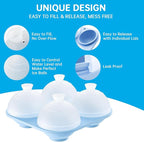 HONYAO Whiskey Ice Ball Mold, 4 x 2.4 Inch Large Ice Ball Maker Mold, Food Grade Silicone Round Ice Cube Mold - BPA Free, Easy to Fill & Release Sphere Ice Cube Tray for Cocktails Bourbon Rum - Blue