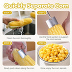 Easy Clean Corn Cob Peeler, 2025 New Corn On The Cob Stripper Tool with Long Handle, Stainless Steel Corn Cutter for Corn Cob With Corn Holder (Green-1 pcs)