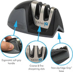KitchenIQ 51420 | Edge Grip 2-Stage Knife Sharpener | Black – 3 Pack | Coarse & Fine Sharpeners | Compact for Easy Storage | Stable Non-Slip Base | Soft Grip Rubber Handle | Straight & Serrated Knives