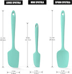 3-Piece Silicone Spatula Scrapers: Doosu 600°F Heat Resistant Food Grade Kitchen BPA Free Rubber Baking Cooking Tool Nonstick Utensil Set for Mixing, Scraping, Folding, Stirring, Serving (Aqua Sky)