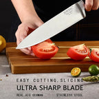 18-Piece Kitchen Chef's Knife Set Block Utensils Set with Peeler, German High Carbon Stainless Steel Razor-Sharp Blade with Ergonomic Handle, Professional Knife Block Set with Built-in Sharpener