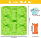 2 Pack Puppy Dog Paw and Bone Shaped 2 in 1 Silicone Molds, Reusable Non-Stick Ice Cube Trays & Candy Chocolate Molds for Homemade Dog Treats, Pudding & Baking Biscuit (Green Orange)