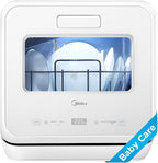 Midea MDC17P4CWW Portable Countertop Mini 5L Built-in Water Tank, Baby Care, No Hookup Needed, 360° Dual Spray,High-Temp wash, Dishwasher for Apartments& RVs, White, Whole