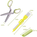 2-Pack Herb Scissors Set with 5 Blades & 3 Blades, Green Stainless Steel Kitchen Shears for Herbs, Veggies, Paper Shredding, with Cleaning Comb & Cover