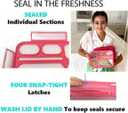 Bento Boxes with Bags and Ice Packs Set of 2. Lunch Box Snack Containers for Kids Boys Girls Adults. 6 Compartments, Leak-proof Portion Container Insulated Bag for School Lunches, Pink & Purple