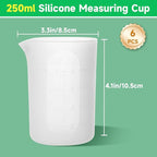 Gartful 250ml Large Silicone Measuring Cups, 8OZ Reusable Squeeze and Pour Resin Cups for Epoxy, Casting Molds, Slime, Craft Art Projects, Cup Making, Waxing, 6 Packs