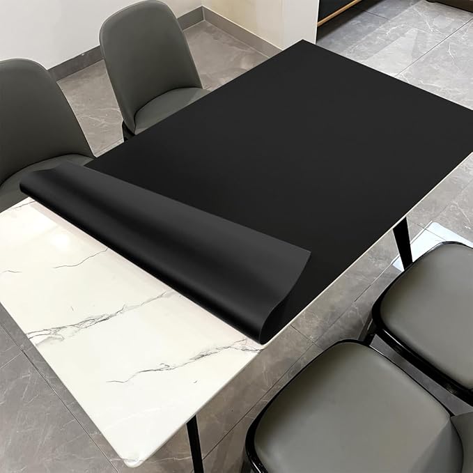 Leather Table Pad - 42x64 Inch Waterproof Easy to Clean Can Conceal Flaws Protector The Table Top from Scratches Used for Dining (Black+Black 42x64)