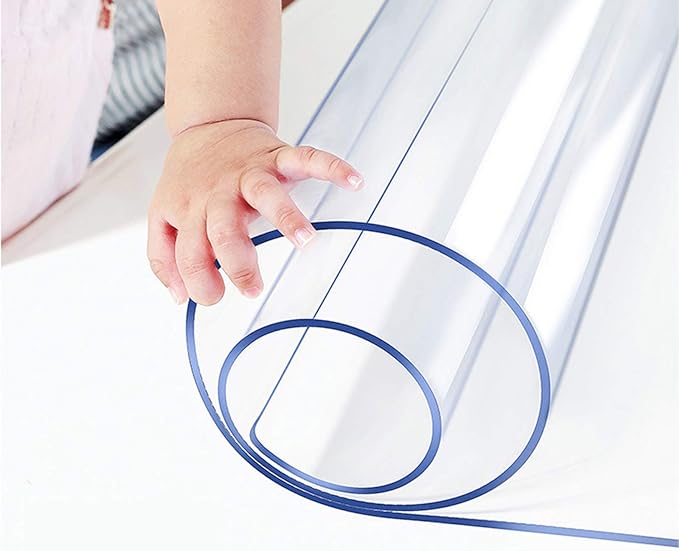 Glass Plastic Tablecloth Kitchen Table Protector Clear Thick Protective Desk Cover Mat PVC Easy Clean Polyester Wipeable Waterproof Vinyl Cloth PVC for Rectangle Pad Furniture Protector 48 x 72 inch