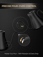 Electric Kettle, Gooseneck Electric Kettle, ±1℉ Temperature Control, Stainless Steel Inner, Quick Heating, for Pour Over Coffee, Brew Tea, Boil Hot Water, 1500W/0.9L Black