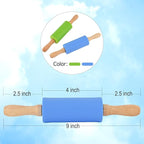 Mini Silicone Rolling Pin for Kids, Non-stick Surface Wood Handle, 9 Inch 1 Pack Purple