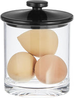 mDesign Small Modern Apothecary Storage Organizer Canister Jars - Acrylic Containers for Bathroom, Organization Holder for Vanity, Counter, Makeup Table, Lumiere Collection, 2 Pack, Clear/Black