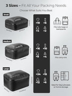 Vacuum Bags for Travel with Wireless Pump, 180° Open Zipper, IP67 Waterproof, Reusable Space Saver Compression Bags for Backpack, Suitcase, Home Storage(1 Pack)