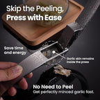 No Peeling Required Garlic Press Stainless Steel with Detachable Handle for Coarse Mincing - Premium Garlic Mincer Tool, Rust-Proof, Easy to Clean, Dishwasher Safe Garlic Crusher with 5-Year Warranty