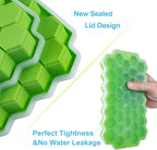 2 PCS Premium Ice Cube Trays, AUSSUA Silicone Ice Cube Molds with Sealing Lid, 74-Ice Trays, Reusable, Safe Hexagonal Ice Cube Molds, for Chilled Drinks, Whiskey, Cocktail, Food