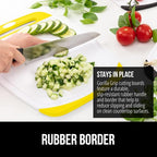 GORILLA GRIP BPA-Free Reversible Kitchen Cutting Board Set of 3, US Designed, Nonporous, Juice Grooves Catch Liquid, Slip Resistant Border, Dishwasher Safe, Durable Large Food Chopping Boards, Yellow