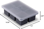 W&P Cup Cubes Silicone Freezer Tray with Lid, Charcoal, Makes 6 Perfect 1-Cup Portions, Freeze & Store Soup, Broth, Sauce, Leftovers, Dishwasher Safe