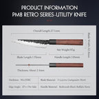 HEZHEN 5.3" Utility Knife, Clad Steel Composite Forging Steel Universal Knife, Petty Knife Paring Fruit Peeling,Japanese Style Kitchen Knife,Natural Wood Octagonal Handle
