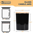 Thick Candle Jars for Making Candles 16 Pcs, 7 OZ Empty Jars with Wood Lids for Candle Making, Sample Container, Light Black