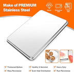 CEKEE Baking Sheet Set of 12, Stainless Steel 16 Inche Cookie Sheets for Baking, Baking Sheet Pan Toaster Oven Tray, Jelly Roll Pan, Warp Resistant & Heavy Duty, Size 16 x 12 x 1 Inches