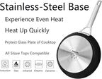 MsMk Small Frying pan, 8-inch Nonstick Durable Egg Omelet Skillet with Stay-Cool Handle, Limestone Non Stick Coating From GRE, 4mm Stainless Steel Base Induction, Oven Safe, Dishwasher Safe