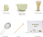 Matcha Whisk Set, Matcha Set Includes Ceramic Matcha Bowl, Bamboo Whisk, Scoop, Chasen Holder, Sifter, 5 Pcs Perfect Matcha Kit for Macha Lover (Mottled Green)