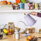 Beautiful 1L Electric Gooseneck Kettle, Precision Pour Spout, 1200W Fast Boil, Auto Shut-Off, Cordless, Stainless Steel, Tea & Coffee Maker with Ergonomic Handle, Matte Finish (Lavender)