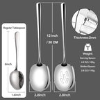 SOLEADER Extra Large Slotted Spoons for Cooking,12 Inch Stainless Steel Slotted Spoon, Slotted Cooking Spoon,Serving Spoon,Buffet Serving Utensils,Spoons Silverware,Pack of 6