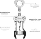 Beneno Wine Opener, Zinc Alloy Premium Wing Corkscrew with Multifunctional Bottles Opener, Sharp Wine Corkscrew with Ergonomic Non-Slip Wing Handle, Upgrade