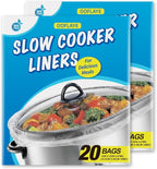 40 Counts Slow Cooker Liners and Cooking Bags, Extra Large Size Fits 6-10QT Pot, 14"x 22", BPA Free, Suitable for Oval & Round Pot -2 Pack