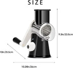 Cheese Grater Hand Crank, Rotary Vegetable Shredder with Handle and Strong Suction base, 3 in 1 Kitchen Speed Spin Veggie Slicer Nut Grinder for Pizza Top, Hash brown, Salad and More (Black)