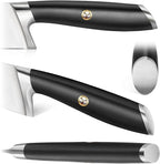 Cangshan L Series 12-Piece Knife Block Set with 6 Steak Knives, Forged German Steel, Acacia Block, Black, 1026061