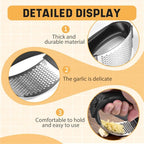 Stainless Steel Garlic Press Rocker, 2025 New Garlic Mincer and Garlic Crusher, Easy-Squeeze Garlic Tool with Peeler and Cleaning Brush for Smashing Garlic (2 Set)