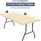 homing Rectangle Table Cloth Cover, Waterproof Polyester Elastic Fitted Tablecloth, Fits for 6 Foot Folding Tables, Washable Table Protector for Picnic, Camping, Outdoor (Champagne, 30" x 72")