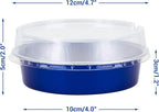 Beasea Mini Tart Pan 50 Pack with Lids, 4 Inch 8oz Jewelry Blue Disposable Aluminum Baking Foil Tins Small Round Container for Individual Dessert Cupcake Muffin Cheesecake Ramekins Quiche Oven Dishes