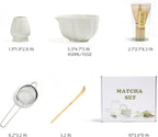 Matcha Whisk Set, Matcha Set Includes Ceramic Matcha Bowl, Bamboo Whisk, Scoop, Chasen Holder, Sifter, 5 Pcs Perfect Matcha Kit for Macha Lover (Pearl White)