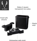 Viski Ice Maker, Whiskey Ice Cube Molds Makes 2 Large Crystal Clear Cubes, Perfect for Old Fashioned, Bourbon, Scotch & Craft Cocktail Drinks, Home Bar Accessories, Barware Essentials, Set of 1, Black
